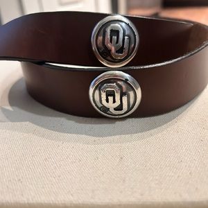 Oklahoma University Brown Leather Belt Size 30
